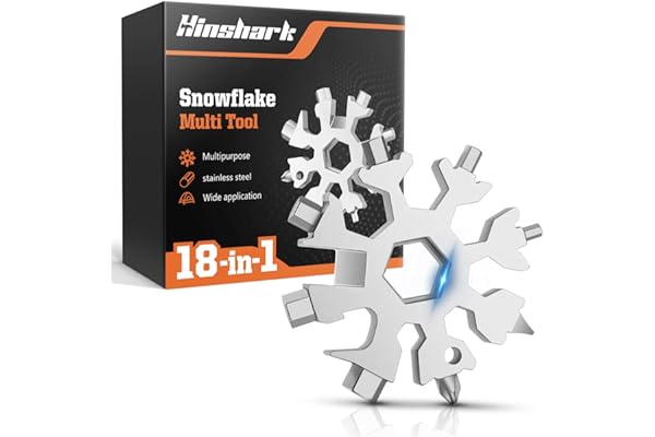 Hinshark Idee Cadeau Fete des Peres, Outil Multifonction Flocon de Neige 18 en 1, Idee Cadeau Anniversaire Homme Original, Cadeau Papa, Cadeaux Fete des Pere