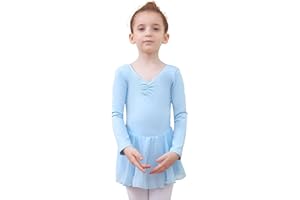 Tancefair Ragazza Vestito da Balletto Body Danza Tutu da Balletto Leotard Vestito Ginnastica Manica/Lunga Corta Ballet Outfit con Chiffon Gonna
