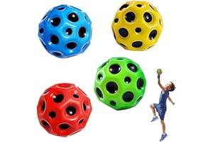 ZoneYan 4 Stück Moon Ball, Hohe Springender Gummiball, Hohe Bounce-Loch-Ball, Space Ball Spielzeug, Bounce Ball High Bouncing Ball (L,4pcs)