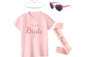 Angenster JGA Tshirt Team Bride Shirt Set, Braut Tshirt Jga Shirt Frauen Junggesellenabschied T-shirt mit Jga Schärpe Armbänder Sonnenbrille, Brautjungfer T-Shirts für Hochzeit Parties