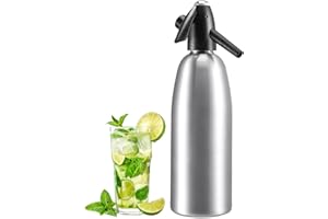HUUPPHIP Sparkling Water Maker, 1L Portable Aluminum Soda Syphon for DIY Carbonated Soda Water, Soda Water Sprinkler for Homemade Juices,Cocktails,Beverages (Silver)