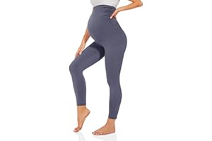 TNNZEET Legginsy ciążowe z wysokim stanem, damskie spodnie ciążowe, długie legginsy do jogi