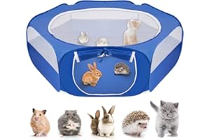 Nasjac Hamster Playpen, Breathable 130cm Large Room Pet Playpen, Small Animal Play Pen Run Cage with Cover and Zipper Opening Foldable Indoor Outdoor Fence for Guinea Pig Cat Kittens Rabbits