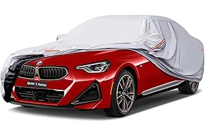 GUNHYI 6 Layers Saloon Car Cover Waterproof Breathable, Heavy Duty Outdoor Car Cover Sun Rain Dust Protection With Zip, Universal Fit For BMW 2 Series, X-type, CLA, Skoda Octavia, Cascada etc. Silver