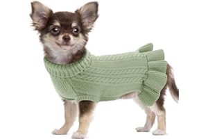 ALAGIRLS Chihuahua Abbigliamento invernale caldo per cani, abbigliamento per cuccioli, classico a collo alto, in pile per cani di grossa taglia, abbigliamento per animali domestici, colore verde