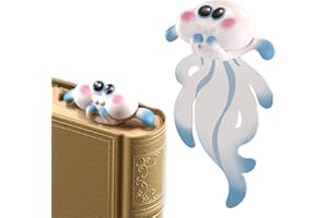 WOOXDYUK Zakładka dla dzieci, Jellyfish, zabawna kreskówka 3D, zabawny prezent, małe zakładki, prezenty dla miłośników książek (niebieska i biała), wielokolorowa