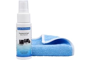 Blum Manufaktur Limpiador de pantalla de 50 ml + paño de microfibra de 30 x 30 cm. Limpieza perfecta de todas las pantallas y pantallas. Sin rayas sin manchas.