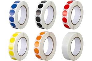 LXUEJIE 6000 Stück Klebepunkte Bunt, 13mm Punkte Sticker 8 Farben Aufkleber Rund Markierungspunkte für Kalender Basteln Büro 1000 Stücke/Rolle(6 Rollen)