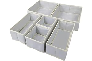 XongSyue organizador cajones, 6 pcs Organizador Ropa de Tela Cajas, Organizador Armario, organizador ropa interior, almacenamiento plegable, separadores de cajones para pantalones vaqueros, camiseta
