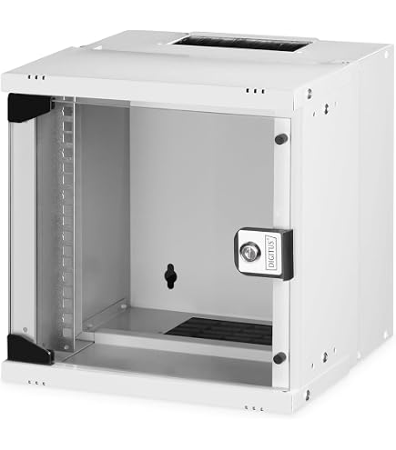 Armoire Rack Mural 19" 4U Avec Porte En Verre - Dimensions 40x53x24 Cm, Support Jusqu'à 30 Kg, Inclut Une étagère - 4