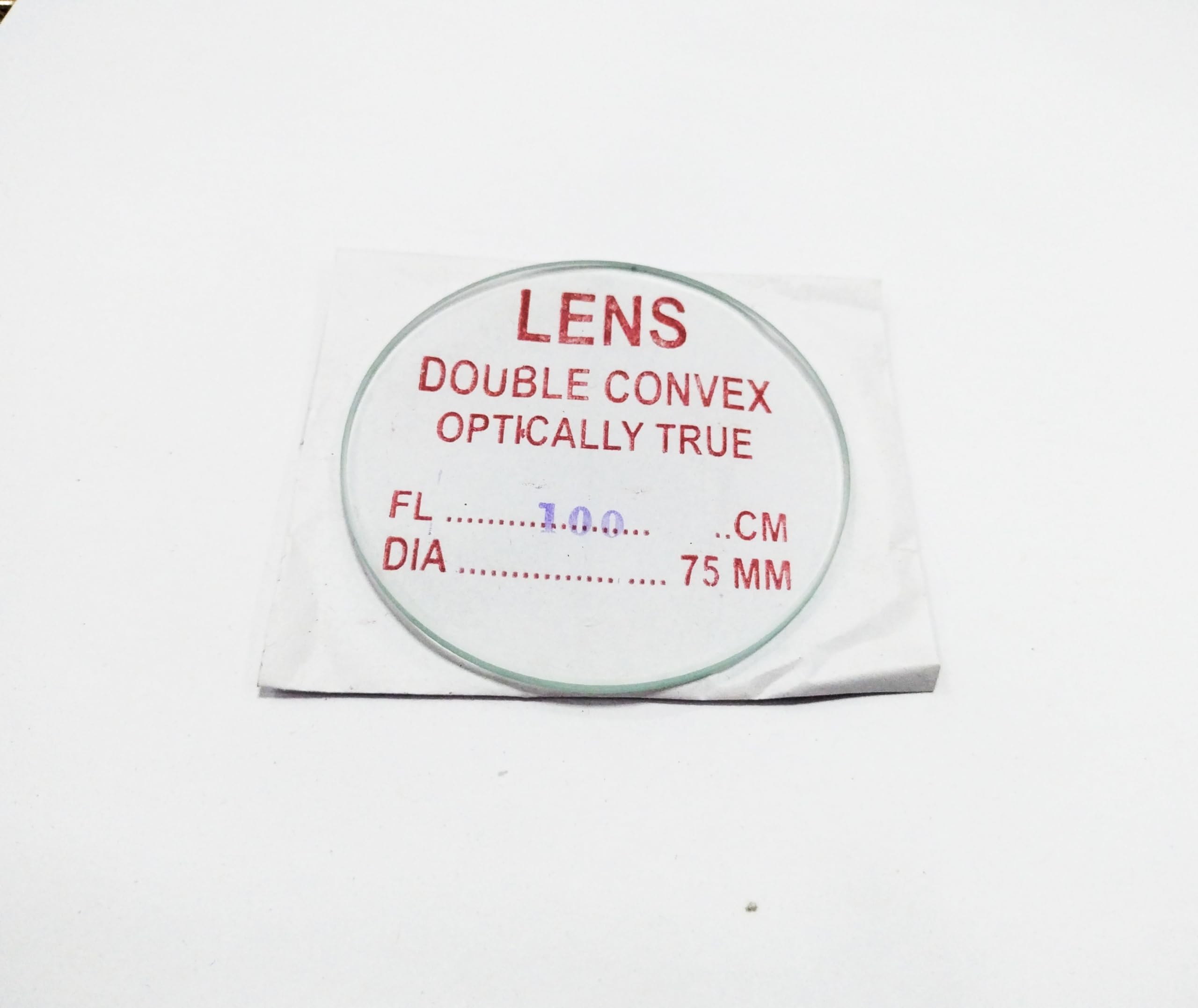 Anand Traders 75mm Diameter Plano Convex Lens 100cm Focal Length.