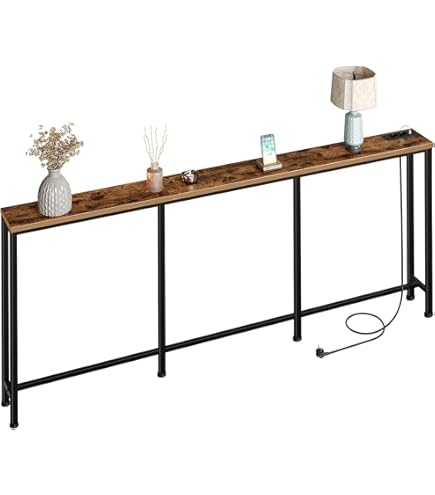 Moderne converteerbare consoletafel, 63 inch lang, smalle salontafel achter de b