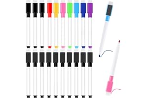 UWOBEFO Pennarelli Lavagna Bianca Cancellabile Pennarelli 20 Pezzi Pennarelli per Lavagna Bianca Cancellabile Pennarelli Lavagna Magnetica Pennarello Lavagna Cancellabili Marker Nera per Scuola Casa Ufficio