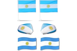 Sonia Originelli Fanset Fanartikel für das Auto 2 Stück Fensterfahnen Autofahne, Spiegelfahnen für die Außenspiegel und 2 Stück Magnetfahnen für die Tür Farbe: Argentinien