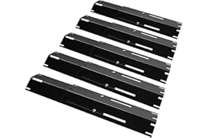Unicook Heavy Duty Adjustable Grill Heat Plate Shield Replacement Parts, Porcelain Steel Grill Burner Cover, Heat Tent, Flame Tamer for Gasgrill, Length Extends from 29.8cm up to 53.3cm, 5 Pack