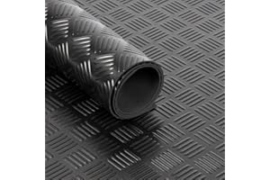 Nisorpa Rubber Floor Matting Roll, 5 Bar Garage Flooring Matting 1m x 5m, 3mm Thick Heavy Duty Non Slip SBR Rubber Garage Mats Roll for Shed, Gym, Garage & Workshop