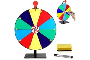 WIOONI Glücksrad zum Drehen, 10 Slots Glücksrad Spielzeug mit Trocken Abwischbarem Marker und Radiergummi, Preisrad-Spinner mit Ständer, Roulette-Spinner des Glücks für Messen, Karneval