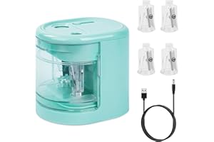 AUAUY Elektryczna temperówka do ołówków dla dzieci, bateria i USB, dwie mody, podwójny otwór, elektryczna, uniwersalna, do wszystkich grubych, cienkich ołówków, kredek, eyelinerów