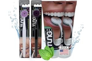 PEAK ESSENTIALS THE ORIGINAL TUNG BRUSH 2 Tung-Bürsten und 2 Gel-Zungenreiniger, Partner-Packung, 4 Stück, 1 Packung