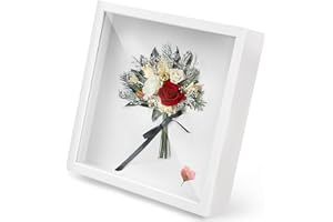 BINLAVA 3D Bilderrahmen zum Befüllen, 22 x 22 cm Tiefer Bilderrahmen Holz, 3D Rahmen Tief 3cm, Rahmen Quadratisch, für Fotos Blumen Hochzeitsstrauß Erinnerungsstücke DIY Deko (Weiß)