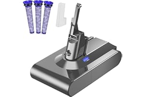 POWTREE 6000mAh Sostituzione Batteria per Dyson V8 Batteria V8 Absolute, V8 Animal, V8 Fluffy, V8 Motorhead Aspirapolvere portatile senza filo (1 cappuccio protettivo batteria + 3 filtri)