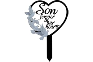 BIGTREE Metal Son Memorial Stake Grave Dove Decorations for Cemetery Gravesite Sympathy Markers Waterproof Memorial Gifts for Loss of Son Tombstones Plaque Outdoors Lawn Yard Decor (Son)