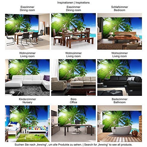 Vlies Fototapete PREMIUM PLUS Wand Foto Tapete Wand Bild Vliestapete – PARADISE BEACH – Strand Meer Palmen Beach 3D Ozean Palme – no. 005, Größe:300x210cm Vlies - 4