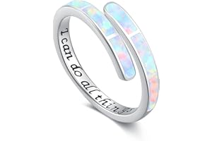TWOOWL Glaube Liebe Hoffnung/Ich kann alles machen Ring 925 Sterling Silber Opal Ring Schmuck Verstellbarer Ring Damen Mädchen Frauen
