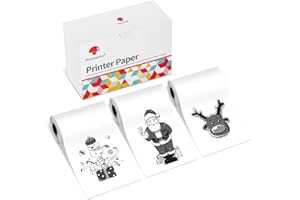 ASprink Thermal Sticker Paper Roll,Compatible with T02 Series Mini Printer,Black Character on White,50mm x 3.5m,Diameter 30mm,3 Rolls