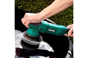 VONROC Pulidora excéntrica de doble acción - Electrónica constante - Arranque suave - 150 mm - 1050 W - Incluyendo disco de pulir, almohadilla y bolsa de almacenamiento