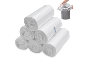 FAELNK Bolsas de Basura Pequeñas de 3L, 180 Unidades, Mini Bolsas de Basura para Mini Papelera de Escritorio para Baño Oficina Coche (Blanco,6 rollos, 3l)