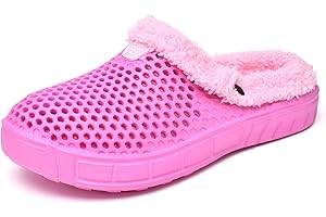 ReverseClock Unisex Lightweight Clogs with Warm Fur Lined Slip on Mules Winter Indoor Slippers Garden Shoes for Women & Men