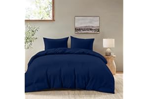 Dreamzie - Housse de Couette 220x240 avec 2 Taies Oreiller 65x65 - Parure de Lit Adulte 3 pièces en Microfibre Douce Bleu Foncé - Certifiée Oeko-Tex