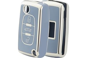 OFFCURVE Funda Llaves Coche Carcasa Llave, TPU Funda Mando Coche Carcasa Mando 2/3 Botones para Peugeot 106 207 308 406 607 Expert Partner Citroen C2 C3 C4 Grand Picasso Berlingo Fiat Scudo Ulysse