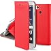 Produktbild Moozy Huawei P8 Lite 2017 Hülle Flip Case Rot Dünne magnetische Bookstyle Klapphülle mit Standfunktion und Silikon Handyhalter