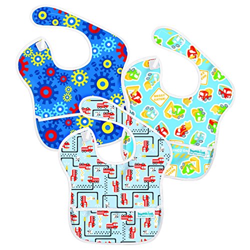 Hippychick SuperBibs Boys Transport Fire Engine, Gears and Construction - Pack of 3
