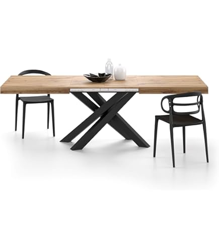 Table à Manger 140x90 Acacia Laqué Bois Naturel / Gris Mat FREEFORM 11