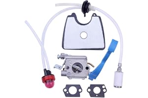 Kit Carburateur pour Husqvarna 125B 125BX 125BVX Souffleur de Feuilles, ADEFOL Carburateur + Joints + Conduite + Filtre Carburant + Poire d'amorçage + Filtre Air + Passe-Câble Ensemble 8 en 1