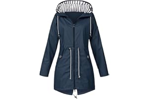 ROUINGDD Regenjacke Damen Wasserdicht Winddichter Atmungsaktiv Regenmantel Regenparka mit Kapuze Leichte Dünne Windbreaker Übergangsjacke Große Größen Fahrrad Windjacke Trenchcoat Wandern Sommerjacke(S-5XL)