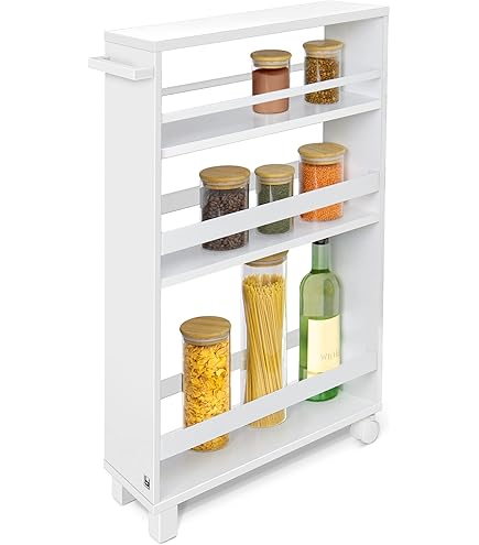 SoBuy Keukentrolley Met 3 Laden En 3 Planken, Multifunctionele Buffet Serveerwagen Opbergkast Bruin 53x37x89 Cm Fkw111 Pf