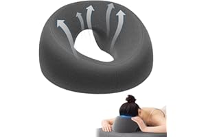 Rppiup Almohada Masaje Rostro con Agujero, Reposacabezas de Masaje para Cama, Almohada de Espuma Viscoelástica con Agujero, Almohada Masaje para Escritorios, SPA, Salón (Gris Oscuro)
