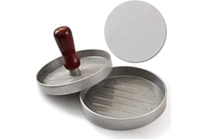 Cozihom Juego de prensa de hamburguesas y papel de hamburguesa, prensa de parrilla, molde para hacer patty con 120 hojas de papel de cera