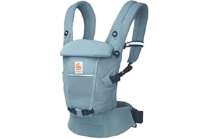 Ergobaby Mochila portabebé Adapt para recién nacidos desde el nacimiento, portabebé ergonómico de malla SoftFlex de 3 posiciones para transportar en el abdomen y en la espalda, Slate Blue