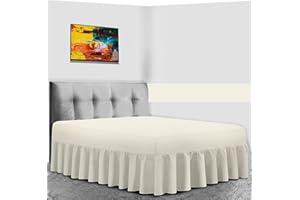 GC GAVENO CAVAILIA Percale Extra Deep Fitted Valance, Non Iron Frilled Sheets, Easy Care Plain Dyed Bedding 180 TC, Polycotton, Cream, Double