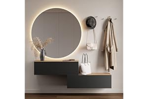 Planetmöbel Mueble perchero colgante para recibidor, 2 x 100 cm, roble dorado/antracita, compacto con puerta abatible, para colgar o colocar de pie, 37,8 x 100 x 32,5 cm (profundidad x ancho x alto)