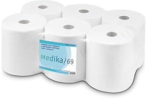 MEDIKA69 MEDIKA 6 Bobines Dévidage Central | Essuie-Tout | Ecolabel | 450 Feuilles | 2 Plis | 19X20cm