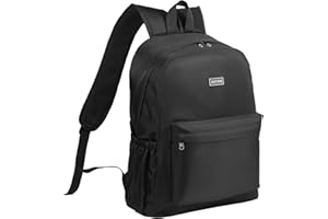 AOTIAN Unisex Large Rucksack Lightweight Travel Backpack Student School Bag Bookbag for Girls and Boys Durable Hiking Daypack 17 Inch Commuter Daybag Weekender Bag for Women and Men, Black