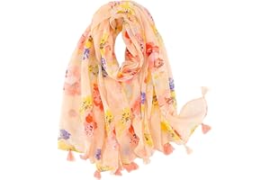 MAIRY Scarfs for Women Lightweight Fashion Shawls and Wraps Cotton and Lien Floral Pattern Scarves