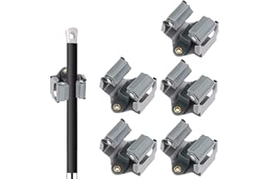 Xhtol Mop Broom Holder, 5 Pcs Mop Holder Wall Mounted Clip Hanger Broom Gripper Storage Rack Sweeping Brush Hook Organiser Tidy Tools for Closet Kitchen Garden Garage Bathroom