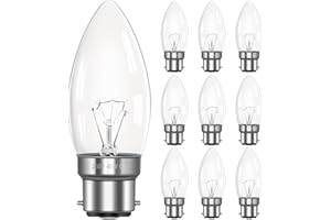 Morotty B22 Candle Bulbs Dimmable Warm White 2700K, 360LM, AC 230V, B22 BC C35 Candle Bulbs Large Bayonet Cap, Light Bulb for Chandelier, Table Lamp, Ceiling Light, 10 Pack